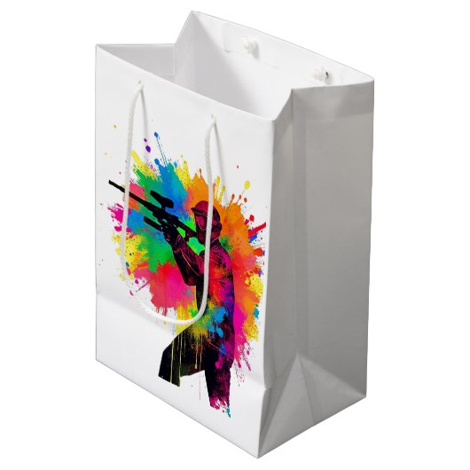 Paintball Gamer Farbgestaltung Mittlere Geschenktüte (Vorderseite Schrägansicht)