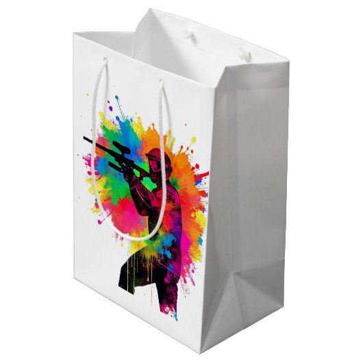 Paintball Gamer Farbgestaltung Mittlere Geschenktüte (Rückseite Schrägansicht)