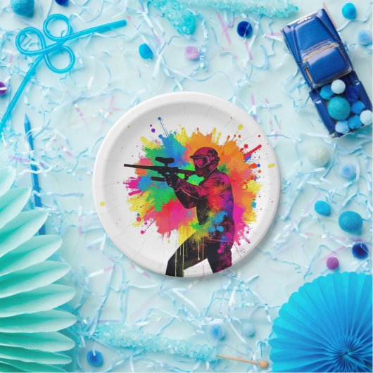 Paintball Gamer Farbgestaltung Pappteller (Party)