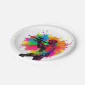 Paintball Gamer Farbgestaltung Pappteller (Schrägansicht)