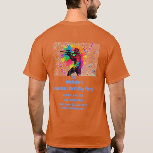 Paintball Gamer Farbgestaltung T-Shirt (Rückseite)