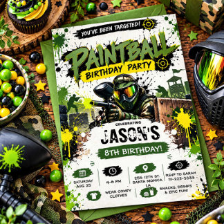 Paintball-Geburtstags-Einladung Einladung