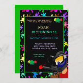 Paintball Geburtstagsparty Einladung (Vorne/Hinten)