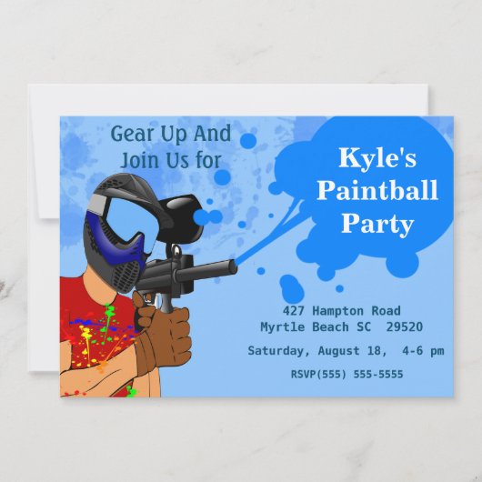 Paintball Geburtstagsparty Einladung (Vorderseite)