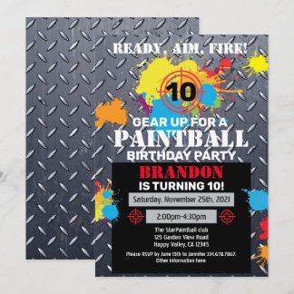Paintball Geburtstagsparty Einladung Kind Teenager