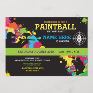 Paintball Geburtstagsparty Einladung Spaß Paint Ba