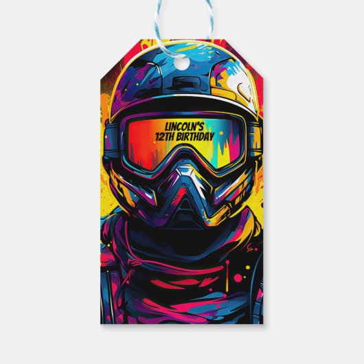 Paintball Geburtstagsparty Personalisiert Geschenkanhänger (Rückseite)