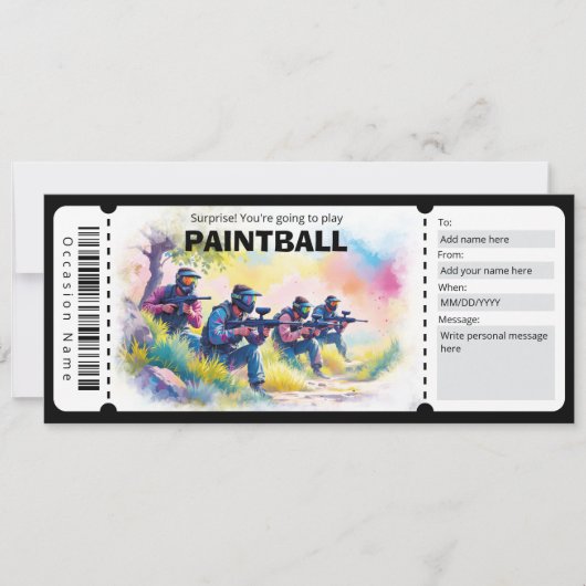Paintball Gift Certificate Einladung (Vorderseite)