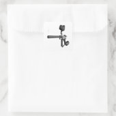 Paintball-Gun 4 Quadratischer Aufkleber (Tasche)