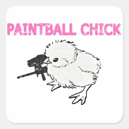 Paintball Gun Chick Quadratischer Aufkleber (Vorderseite)