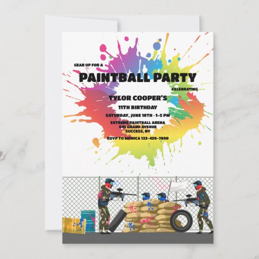 Paintball-Herausforderung Einladung (Vorderseite)
