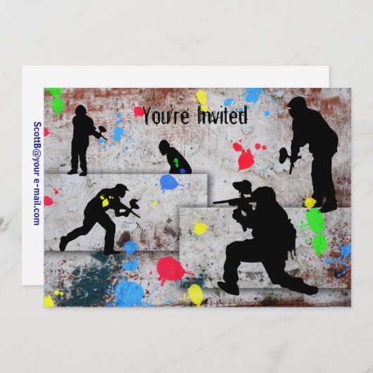 Paintball-Kampf eingeladen Einladung (Vorne/Hinten)