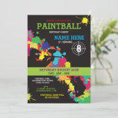 PAINTBALL-KINDERGEBURTSTAG-PARTY EINLADUNG (Stehend Vorderseite)
