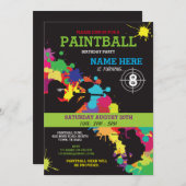 PAINTBALL-KINDERGEBURTSTAG-PARTY EINLADUNG (Vorne/Hinten)