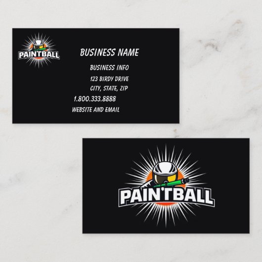 Paintball Logo Game Player Pop Art Graphic Visitenkarte (Vorne/Hinten)