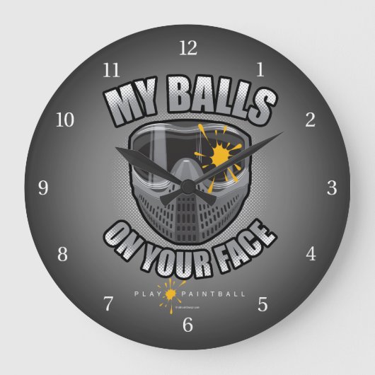 Paintball On Your Face Large Clock Große Wanduhr (Vorderseite)