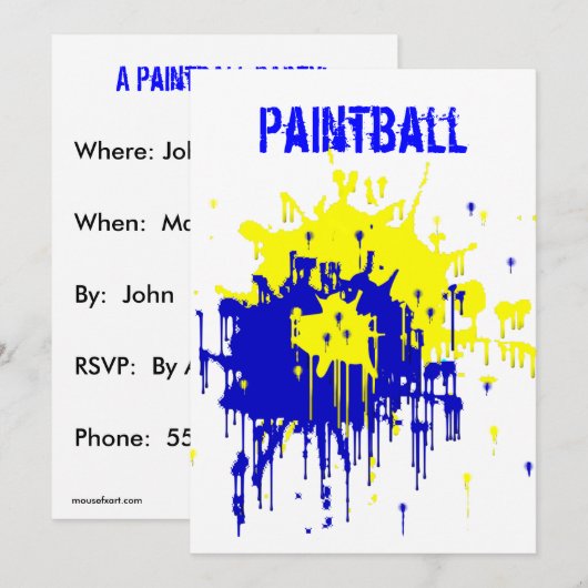 Paintball-Party Einladung (Vorne/Hinten)