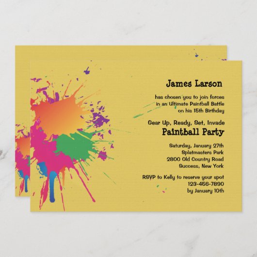 Paintball Party Einladung (Vorne/Hinten)
