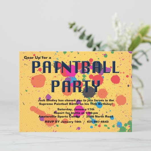 Paintball-Party Einladung (Stehend Vorderseite)