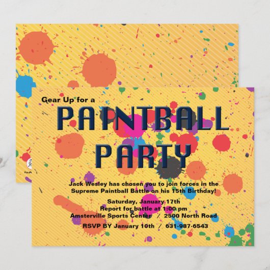 Paintball-Party Einladung (Vorne/Hinten)
