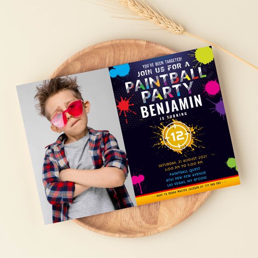 Paintball Party Geburtstag Foto Einladung