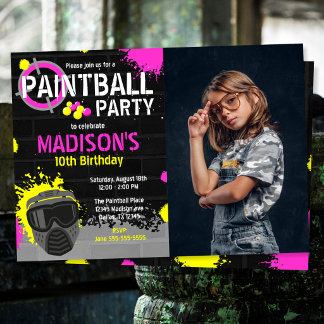 Paintball-Party-Geburtstagseinladung mit Foto Einladung