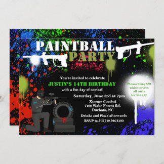 Paintball Party Geburtstagsfeier Einladung