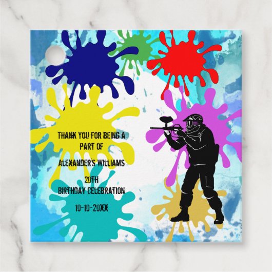 Paintball Party Geschenkanhänger (Vorderseite)