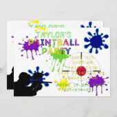 Paintball Party Platsche Einladung (Vorne/Hinten)