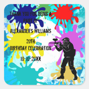 Paintball Party Quadratischer Aufkleber