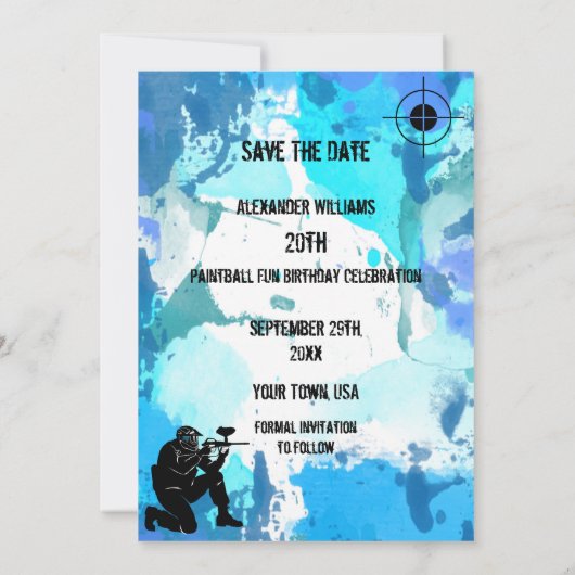 Paintball Party Save The Date (Rückseite)