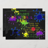 Paintball-Party-Tafel-Schwarz-platsche Einladung (Vorne/Hinten)