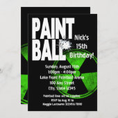 Paintball Radio Active Geburtstag Einladung (Vorne/Hinten)