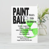 Paintball Radio Active Geburtstag Einladung (Stehend Vorderseite)