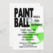 Paintball Radio Active Geburtstag Einladung (Vorne/Hinten)