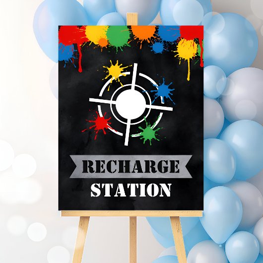 Paintball Recharge Station Boy Birthday Party Poster
