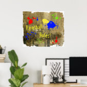 Paintball-Regeln auf der Grunge-Mauer Poster (Heimbüro)