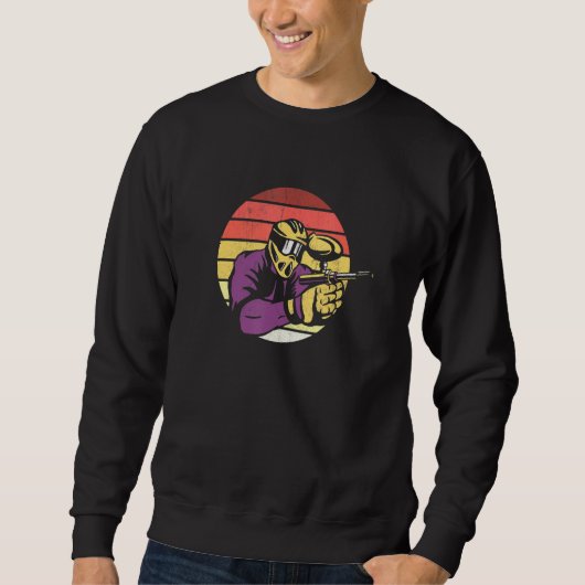 Paintball Retro Sunset Shooting für Paint Spritzer Sweatshirt (Vorderseite)