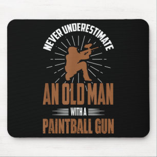 Paintball Shirt Funny Old Man Zitat Paintball spie Mousepad