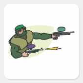 Paintball-Spieler mit Dual-Marker-Action-Sport Quadratischer Aufkleber (Vorderseite)