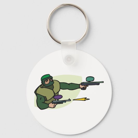 Paintball-Spieler mit Dual-Marker-Action-Sport Schlüsselanhänger (Vorderseite)