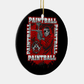 Paintball-Spieler-rote Team-Farben Keramikornament (Rechts)