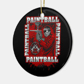 Paintball-Spieler-rote Team-Farben Keramikornament (Links)