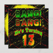 PAINTBALL SPLASH GEBURTSTAGSPARTEEINLADUNG 13. EINLADUNG (Vorne/Hinten)