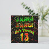 PAINTBALL SPLASH GEBURTSTAGSPARTEEINLADUNG 13. EINLADUNG (Stehend Vorderseite)