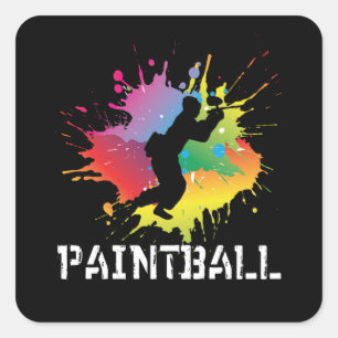 Paintball Splash Paintballer Paintballspiel Quadratischer Aufkleber