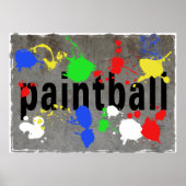 Paintball-Spritzer auf Betonmauer Poster (Vorne)