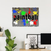 Paintball-Spritzer auf Betonmauer Poster (Heimbüro)