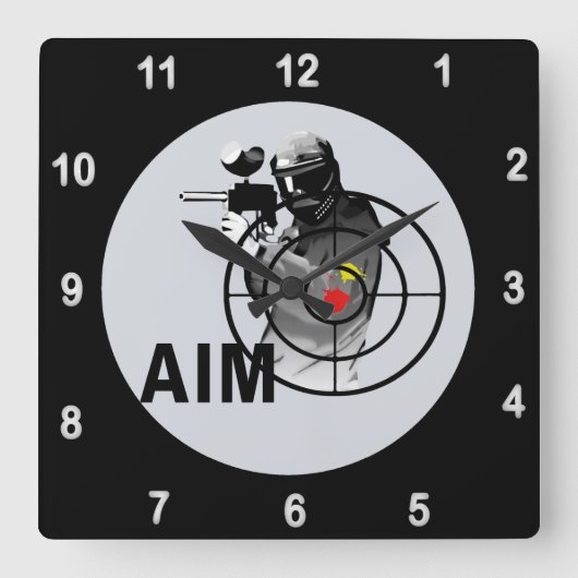 Paintball-tireur AIM Quadratische Wanduhr (Vorderseite)