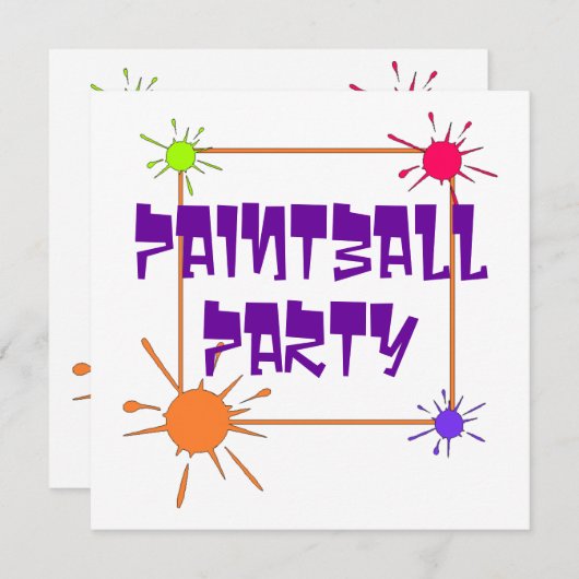 PAINTBALL-TREFFEN-PARTY EINLADUNG LADEN EIN (Vorne/Hinten)